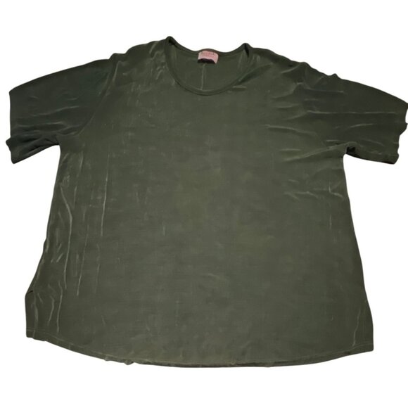 Plus By Peggy Lutz Green Textured Slinky Cardigan Short Sleeve Top Set 18/20 - Picture 5 of 9